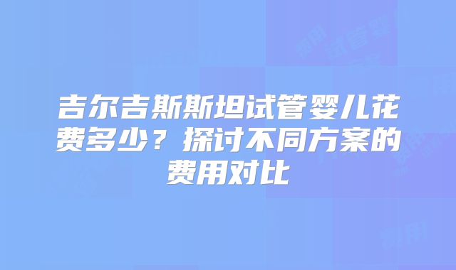 吉尔吉斯斯坦试管婴儿花费多少?探讨不同方案的费用对比