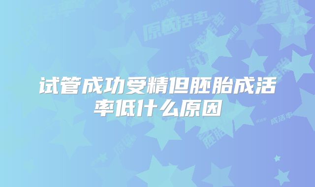 试管成功受精但胚胎成活率低什么原因