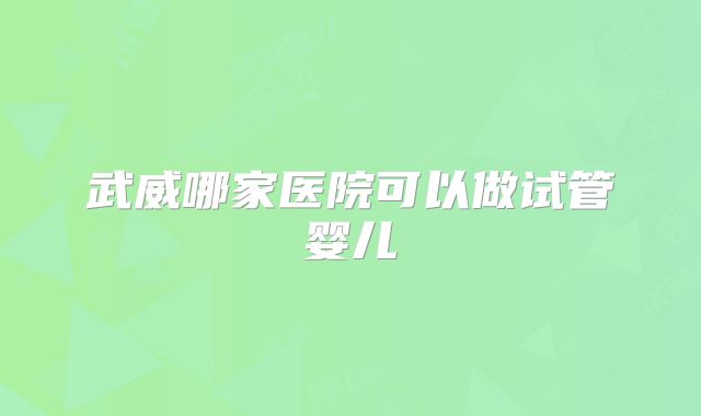 武威哪家医院可以做试管婴儿