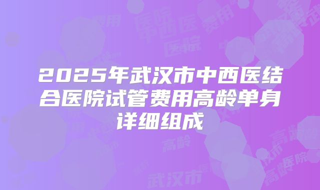 2025年武汉市中西医结合医院试管费用高龄单身详细组成