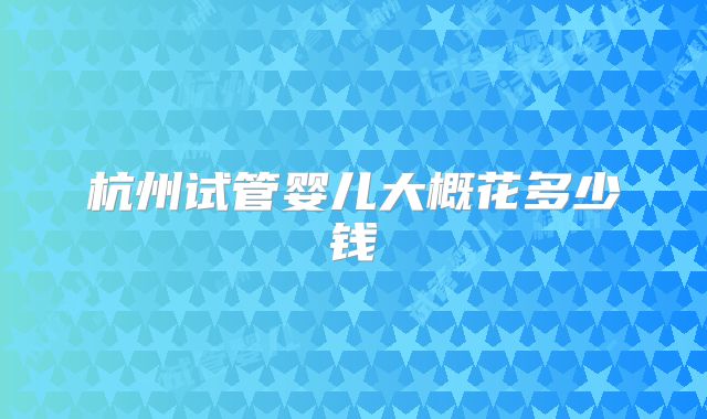 杭州试管婴儿大概花多少钱