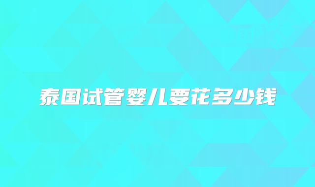 泰国试管婴儿要花多少钱