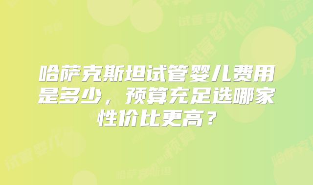 哈萨克斯坦试管婴儿费用是多少，预算充足选哪家性价比更高？