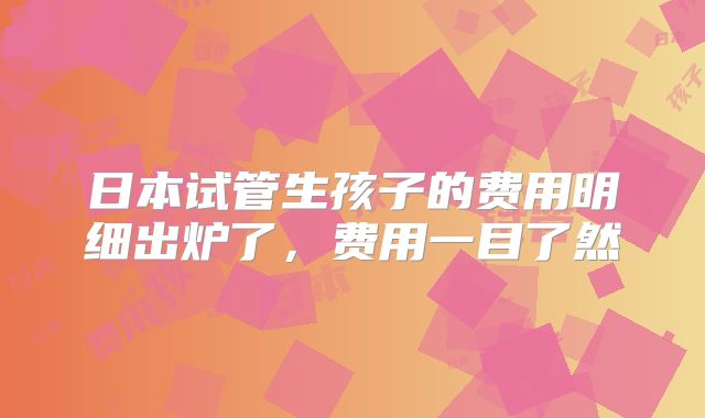 日本试管生孩子的费用明细出炉了，费用一目了然