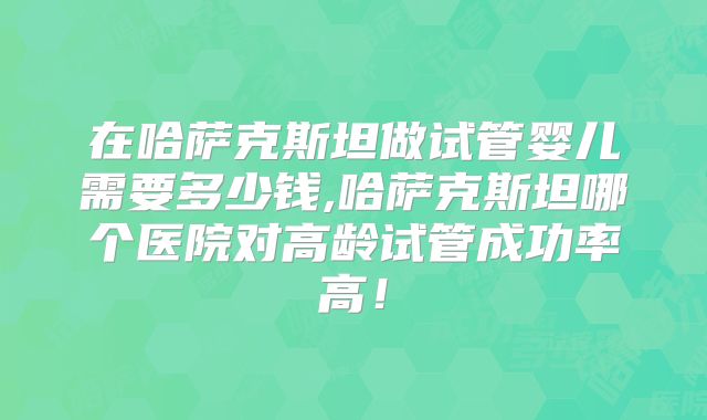 在哈萨克斯坦做试管婴儿需要多少钱,哈萨克斯坦哪个医院对高龄试管成功率高!