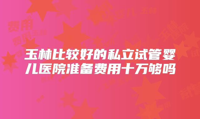 玉林比较好的私立试管婴儿医院准备费用十万够吗