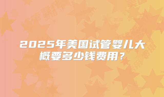 2025年美国试管婴儿大概要多少钱费用？