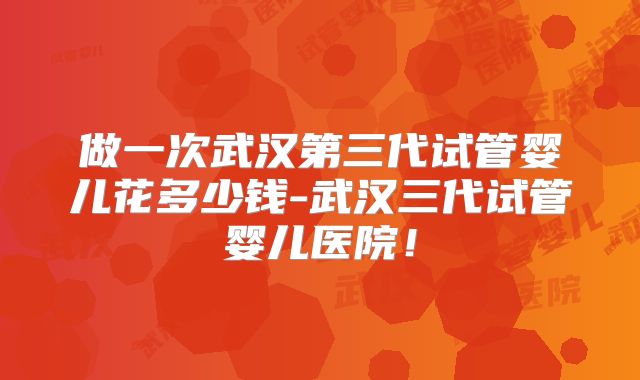 做一次武汉第三代试管婴儿花多少钱-武汉三代试管婴儿医院！