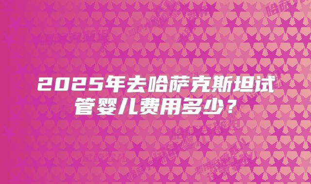 2025年去哈萨克斯坦试管婴儿费用多少?