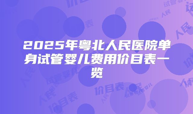 2025年粤北人民医院单身试管婴儿费用价目表一览