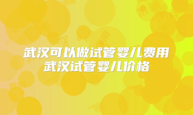 武汉可以做试管婴儿费用武汉试管婴儿价格