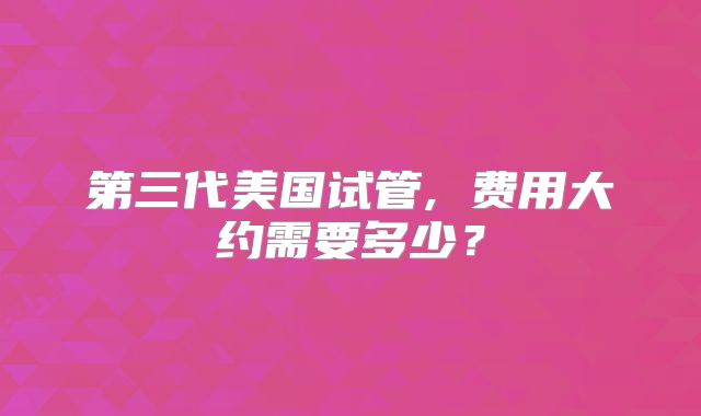 第三代美国试管, 费用大约需要多少?