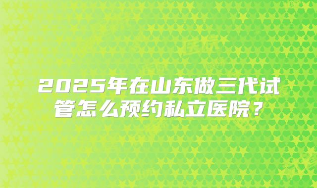 2025年在山东做三代试管怎么预约私立医院?