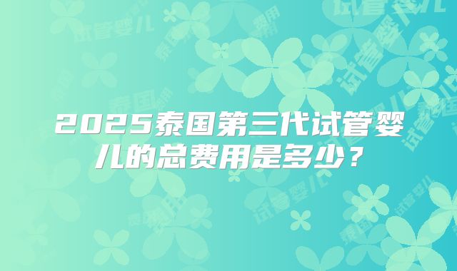 2025泰国第三代试管婴儿的总费用是多少？