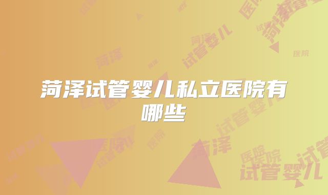 菏泽试管婴儿私立医院有哪些