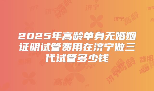 2025年高龄单身无婚姻证明试管费用在济宁做三代试管多少钱