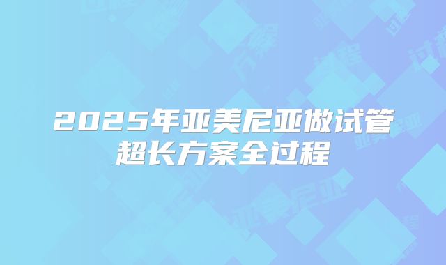2025年亚美尼亚做试管超长方案全过程