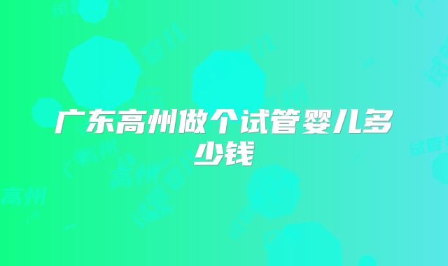 广东高州做个试管婴儿多少钱