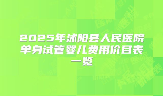 2025年沭阳县人民医院单身试管婴儿费用价目表一览