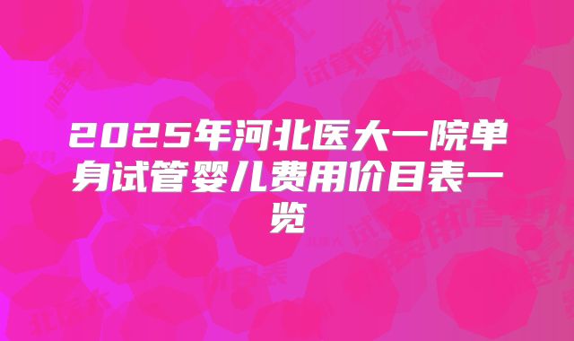 2025年河北医大一院单身试管婴儿费用价目表一览