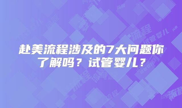 赴美流程涉及的7大问题你了解吗？试管婴儿？