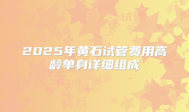 2025年黄石试管费用高龄单身详细组成