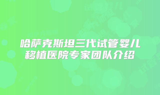 哈萨克斯坦三代试管婴儿移植医院专家团队介绍