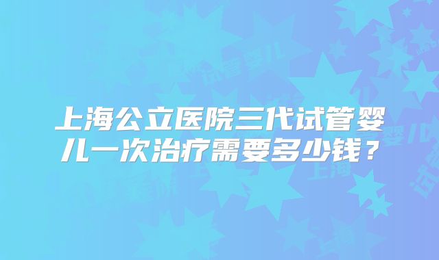 上海公立医院三代试管婴儿一次治疗需要多少钱?