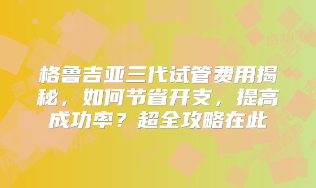 格鲁吉亚三代试管费用揭秘,如何节省开支,提高成功率?超全攻略在此