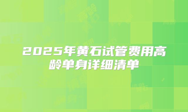 2025年黄石试管费用高龄单身详细清单
