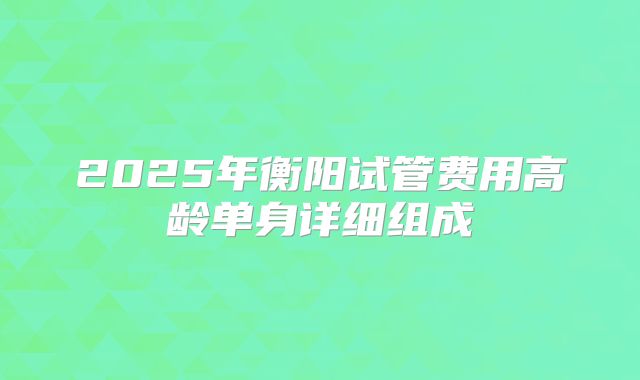 2025年衡阳试管费用高龄单身详细组成