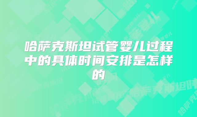 哈萨克斯坦试管婴儿过程中的具体时间安排是怎样的