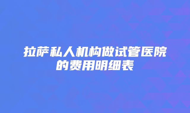 拉萨私人机构做试管医院的费用明细表