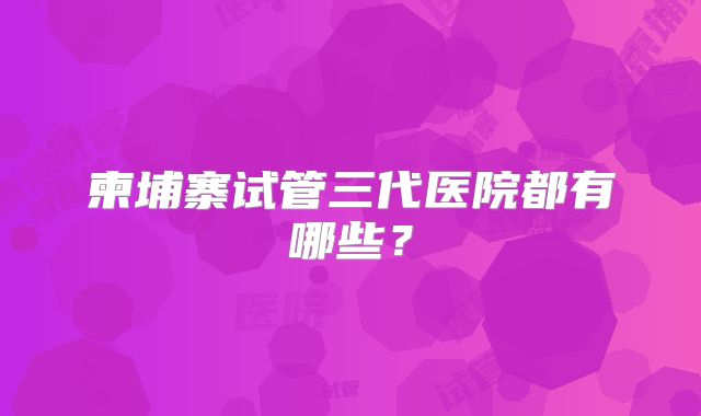 柬埔寨试管三代医院都有哪些？
