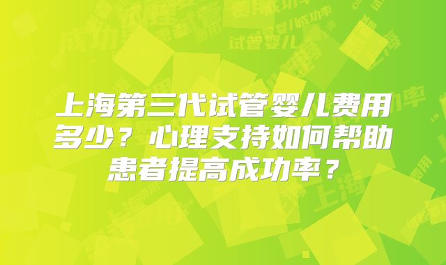 上海第三代试管婴儿费用多少?心理支持如何帮助患者提高成功率?