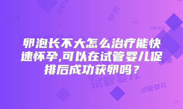 卵泡长不大怎么治疗能快速怀孕,可以在试管婴儿促排后成功获卵吗？