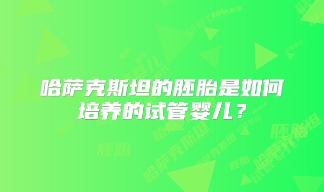 哈萨克斯坦的胚胎是如何培养的试管婴儿?