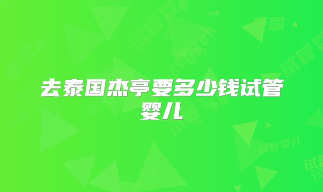 去泰国杰亭要多少钱试管婴儿