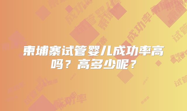 柬埔寨试管婴儿成功率高吗?高多少呢?