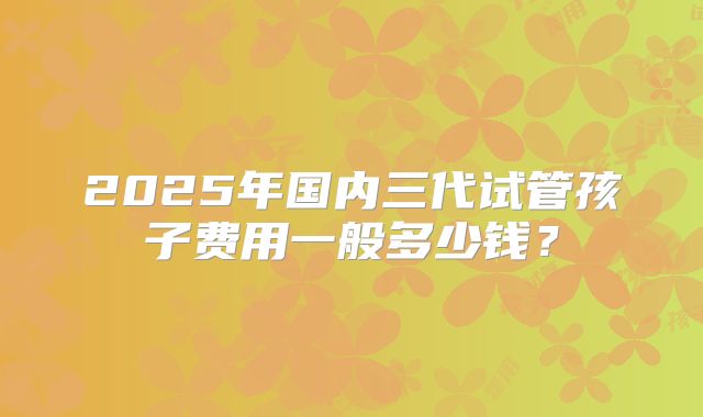 2025年国内三代试管孩子费用一般多少钱?