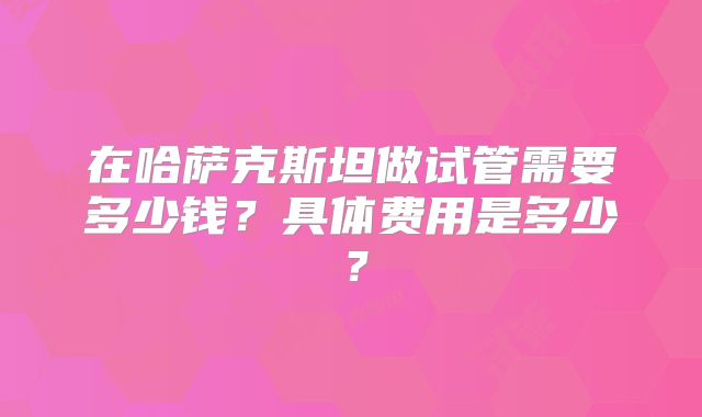 在哈萨克斯坦做试管需要多少钱?具体费用是多少?