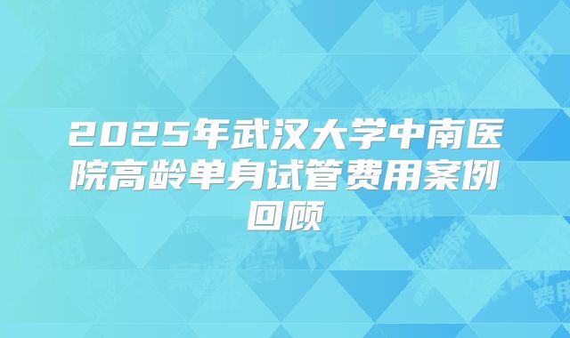 2025年武汉大学中南医院高龄单身试管费用案例回顾