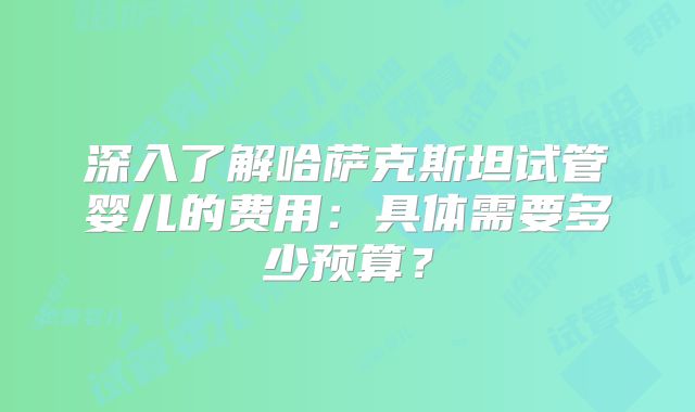 深入了解哈萨克斯坦试管婴儿的费用:具体需要多少预算?
