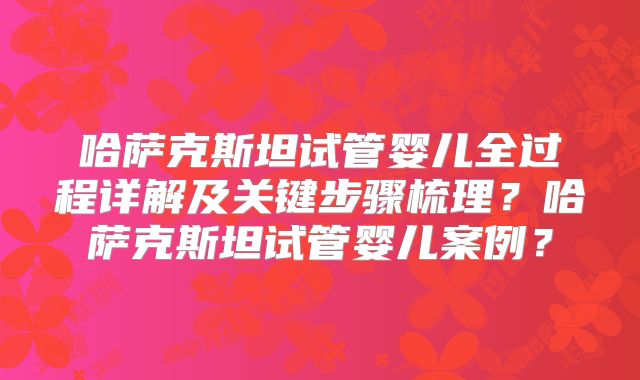 哈萨克斯坦试管婴儿全过程详解及关键步骤梳理?哈萨克斯坦试管婴儿案例?