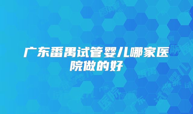 广东番禺试管婴儿哪家医院做的好