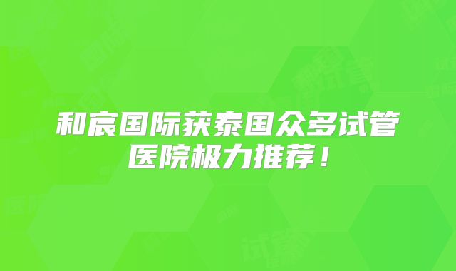 和宸国际获泰国众多试管医院极力推荐!