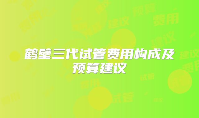 鹤壁三代试管费用构成及预算建议