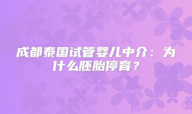 成都泰国试管婴儿中介:为什么胚胎停育?