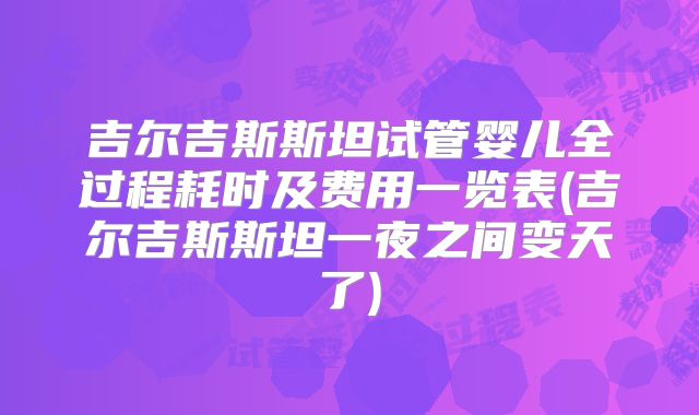 吉尔吉斯斯坦试管婴儿全过程耗时及费用一览表(吉尔吉斯斯坦一夜之间变天了)