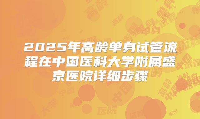 2025年高龄单身试管流程在中国医科大学附属盛京医院详细步骤